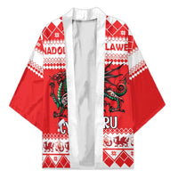 Personalized Wales Christmas Dragon Kimono Nadolig Llawen Red Version - Wonder Print Shop