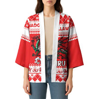 Personalized Wales Christmas Dragon Kimono Nadolig Llawen Red Version - Wonder Print Shop