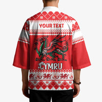 Personalized Wales Christmas Dragon Kimono Nadolig Llawen Red Version - Wonder Print Shop