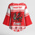 Personalized Wales Christmas Dragon Kimono Sleeve Blouse Nadolig Llawen Red Version - Wonder Print Shop