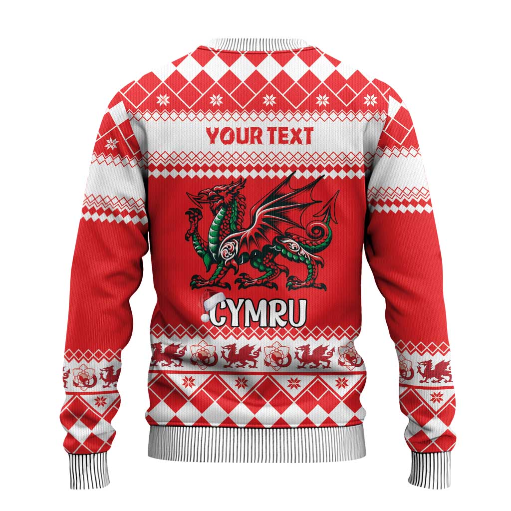 Personalized Wales Christmas Dragon Ugly Christmas Sweater Nadolig Llawen Red Version - Wonder Print Shop
