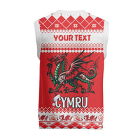 Personalized Wales Christmas Dragon Christmas Knitted V-Neck Vest Nadolig Llawen Red Version - Wonder Print Shop