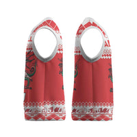 Personalized Wales Christmas Dragon Christmas Knitted V-Neck Vest Nadolig Llawen Red Version - Wonder Print Shop