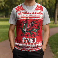 Personalized Wales Christmas Dragon Christmas Knitted V-Neck Vest Nadolig Llawen Red Version - Wonder Print Shop
