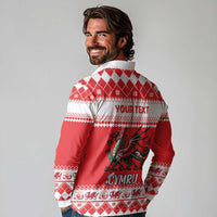 Personalized Wales Christmas Dragon Long Sleeve Polo Shirt Nadolig Llawen Red Version - Wonder Print Shop