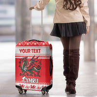 Personalized Wales Christmas Dragon Luggage Cover Nadolig Llawen Red Version - Wonder Print Shop