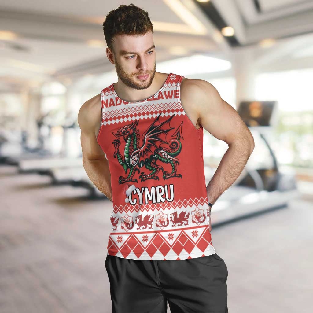 Personalized Wales Christmas Dragon Men Tank Top Nadolig Llawen Red Version - Wonder Print Shop