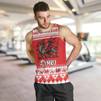 Personalized Wales Christmas Dragon Men Tank Top Nadolig Llawen Red Version - Wonder Print Shop