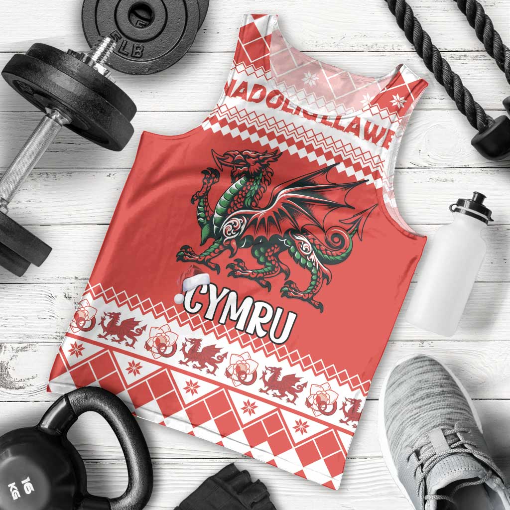 Personalized Wales Christmas Dragon Men Tank Top Nadolig Llawen Red Version - Wonder Print Shop