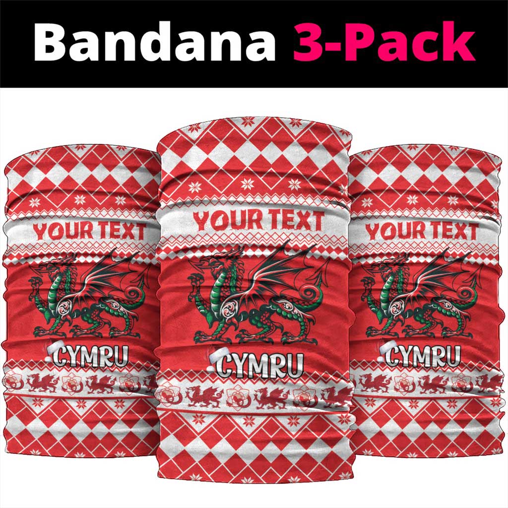 Personalized Wales Christmas Dragon Neck Gaiter Nadolig Llawen Red Version - Wonder Print Shop