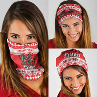 Personalized Wales Christmas Dragon Neck Gaiter Nadolig Llawen Red Version - Wonder Print Shop