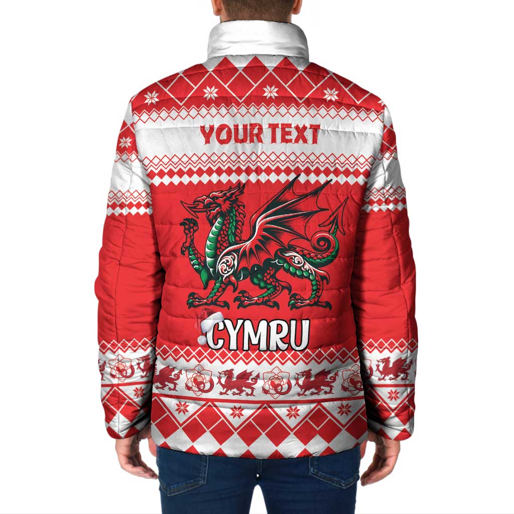 Personalized Wales Christmas Dragon Padded Jacket Nadolig Llawen Red Version - Wonder Print Shop