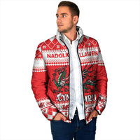 Personalized Wales Christmas Dragon Padded Jacket Nadolig Llawen Red Version - Wonder Print Shop