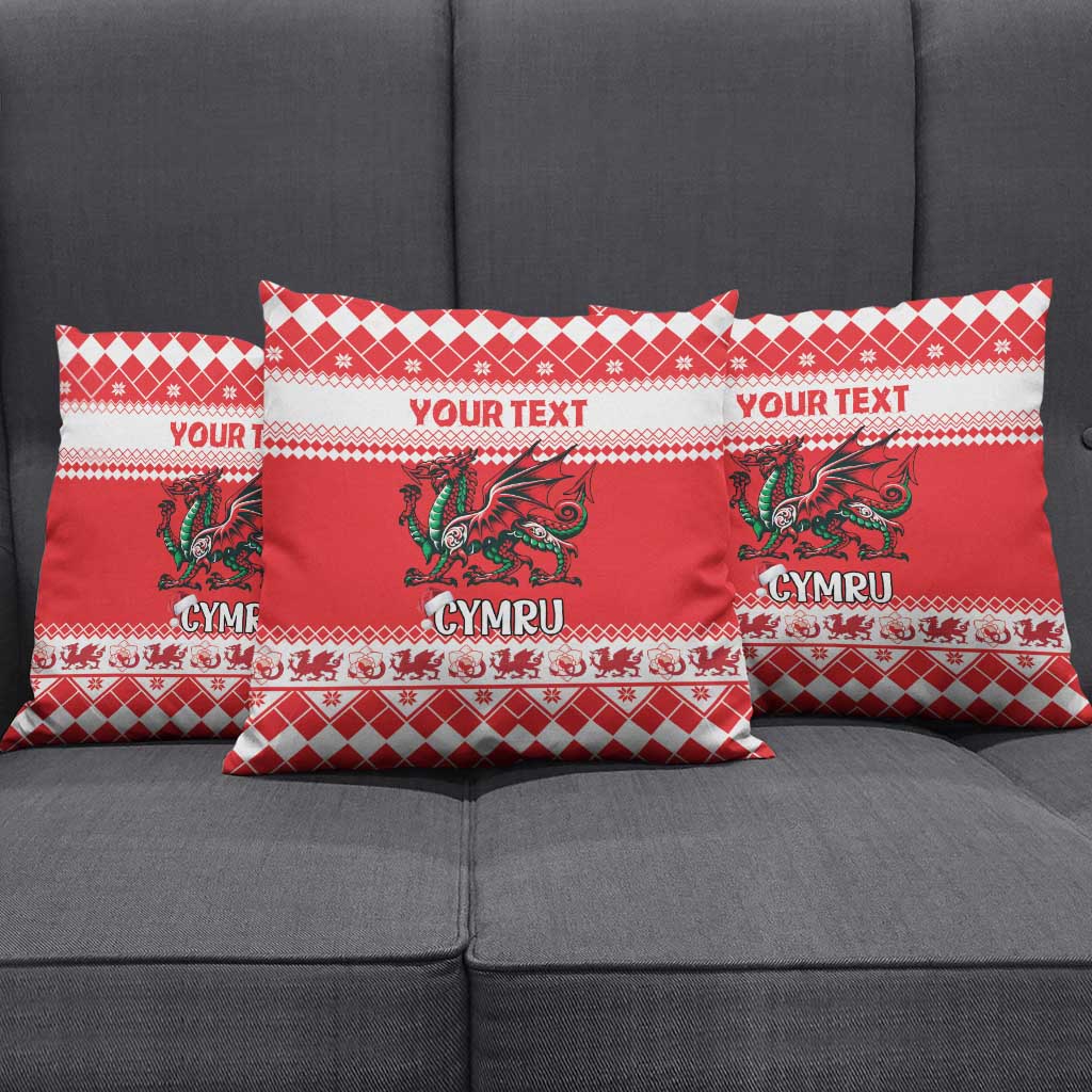 Personalized Wales Christmas Dragon Pillow Cover Nadolig Llawen Red Version - Wonder Print Shop