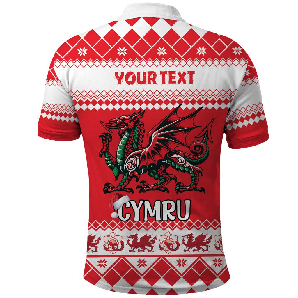 Personalized Wales Christmas Dragon Polo Shirt Nadolig Llawen Red Version - Wonder Print Shop
