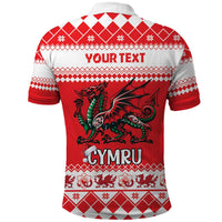 Personalized Wales Christmas Dragon Polo Shirt Nadolig Llawen Red Version - Wonder Print Shop