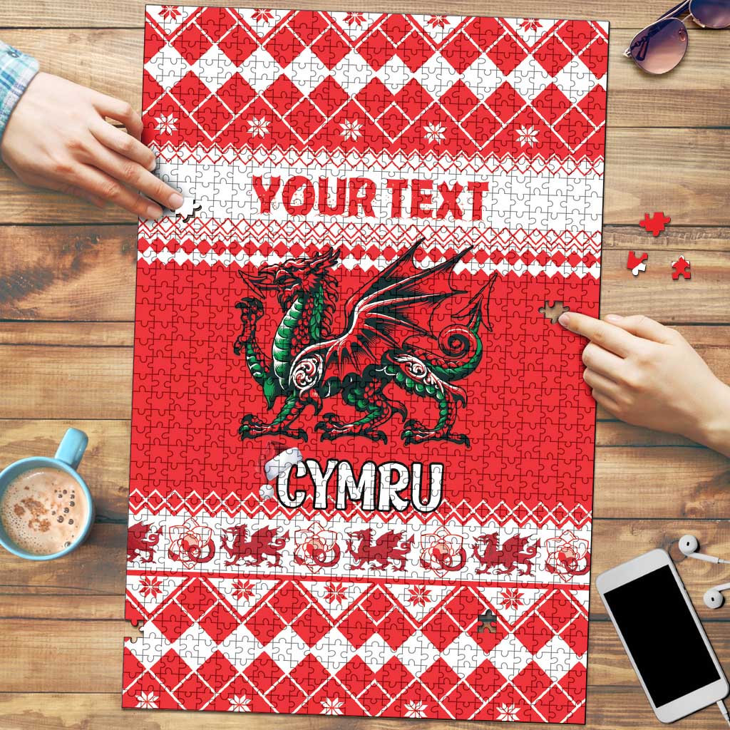 Personalized Wales Christmas Dragon Puzzle Nadolig Llawen Red Version - Wonder Print Shop