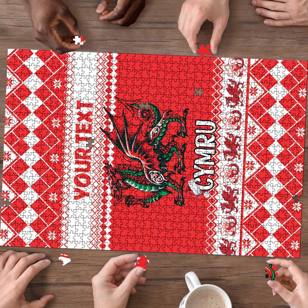 Personalized Wales Christmas Dragon Puzzle Nadolig Llawen Red Version - Wonder Print Shop