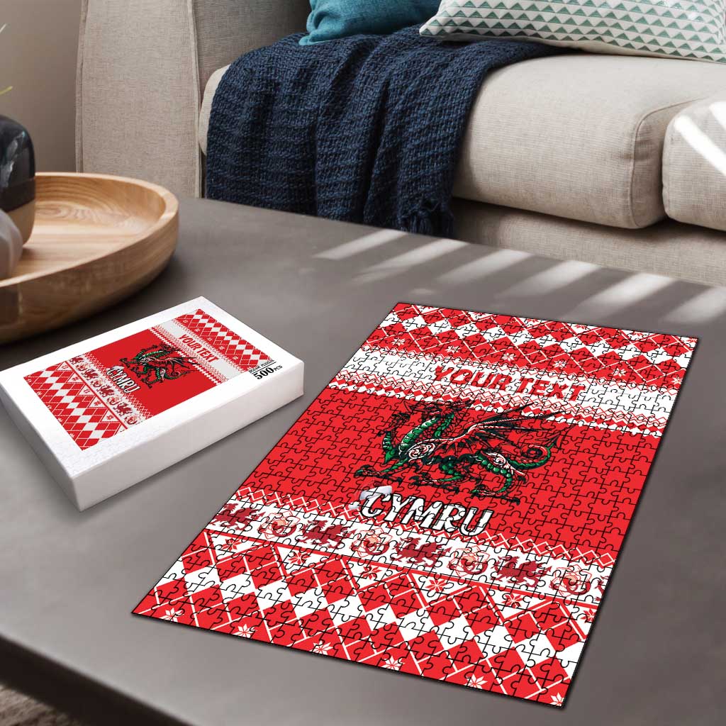 Personalized Wales Christmas Dragon Puzzle Nadolig Llawen Red Version - Wonder Print Shop