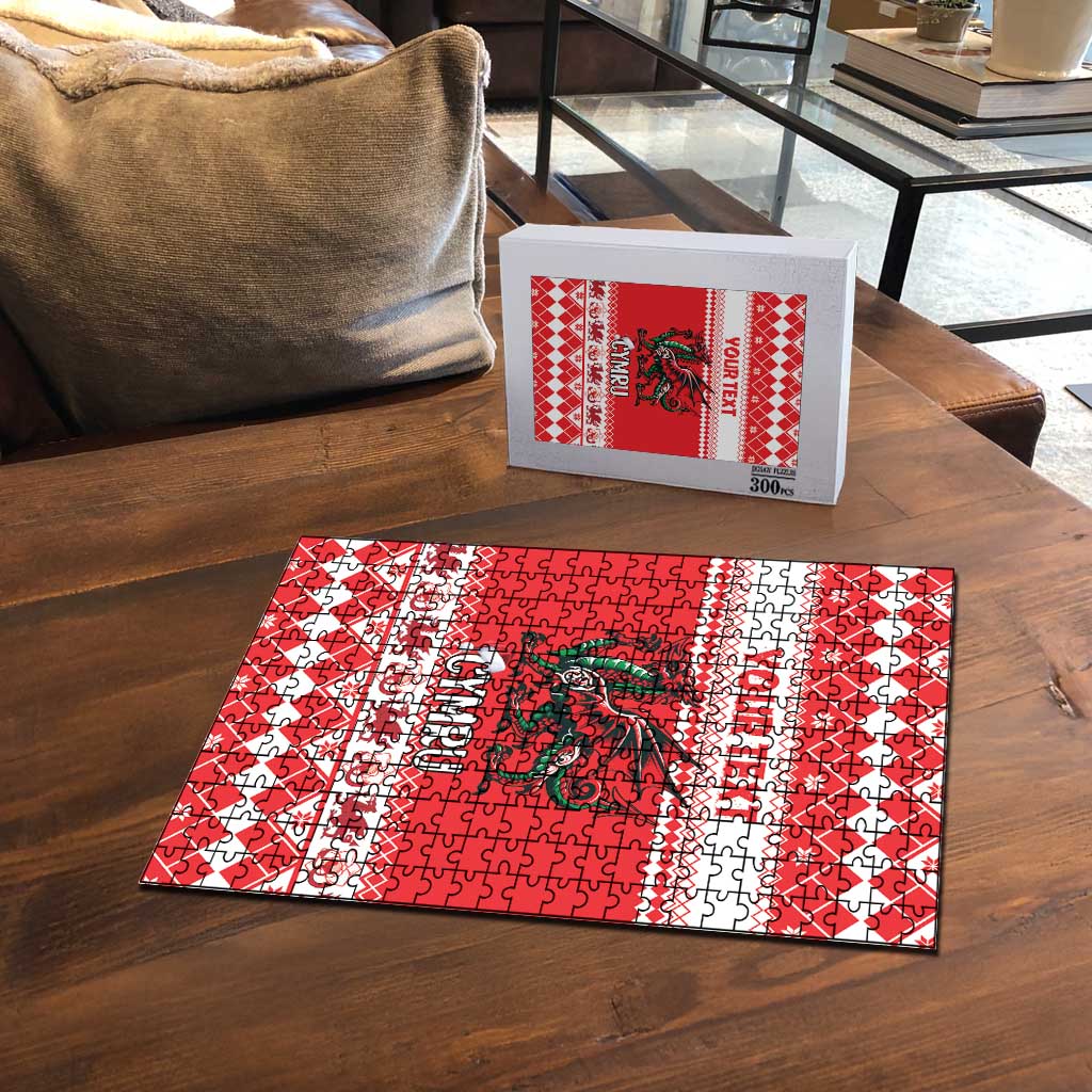 Personalized Wales Christmas Dragon Puzzle Nadolig Llawen Red Version - Wonder Print Shop