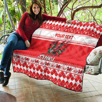 Personalized Wales Christmas Dragon Quilt Nadolig Llawen Red Version - Wonder Print Shop