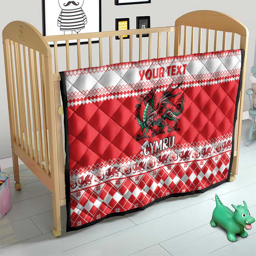 Personalized Wales Christmas Dragon Quilt Nadolig Llawen Red Version - Wonder Print Shop