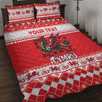 Personalized Wales Christmas Dragon Quilt Bed Set Nadolig Llawen Red Version - Wonder Print Shop