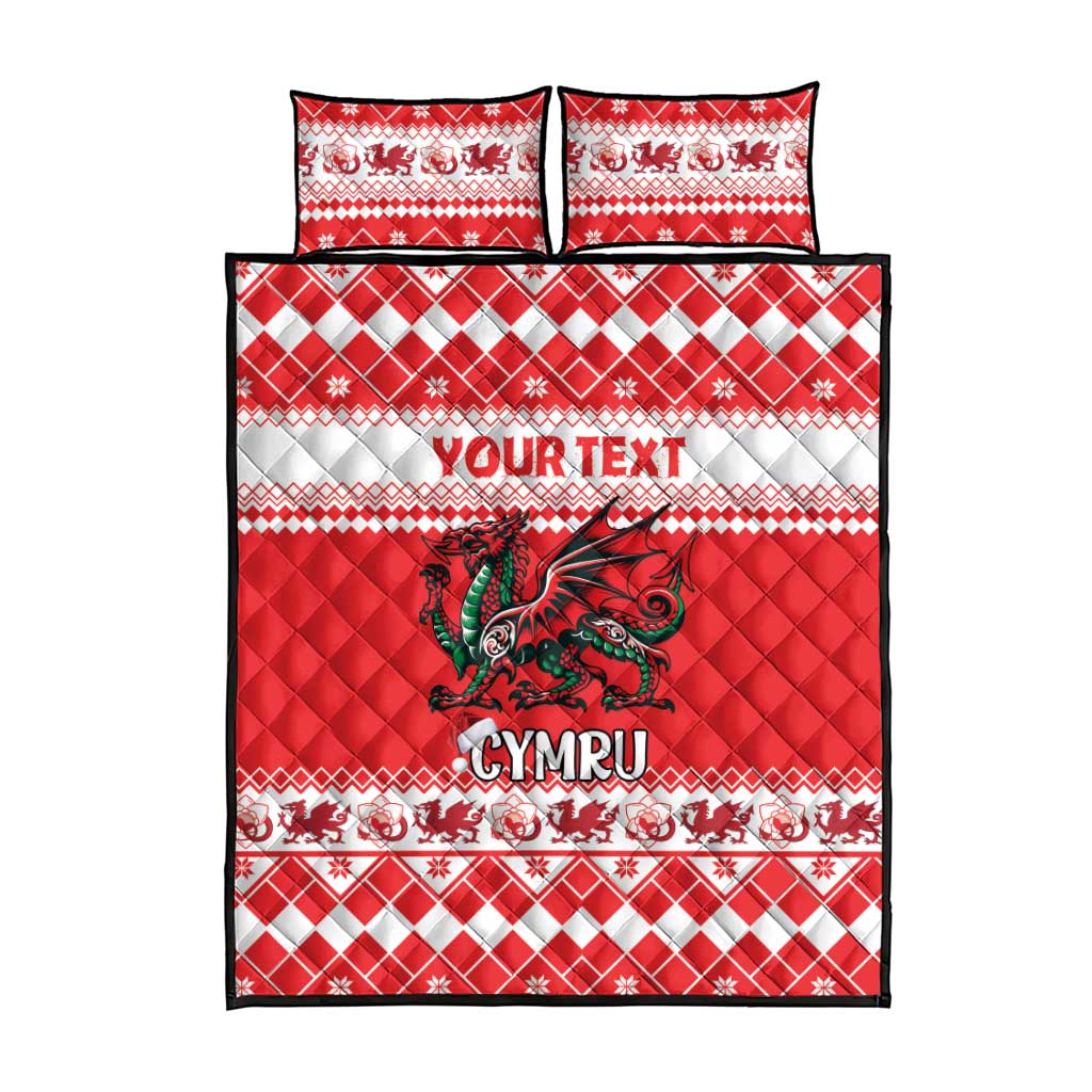 Personalized Wales Christmas Dragon Quilt Bed Set Nadolig Llawen Red Version - Wonder Print Shop
