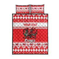 Personalized Wales Christmas Dragon Quilt Bed Set Nadolig Llawen Red Version - Wonder Print Shop
