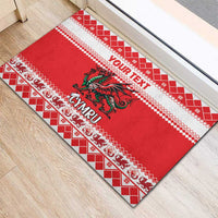 Personalized Wales Christmas Dragon Rubber Doormat Nadolig Llawen Red Version - Wonder Print Shop