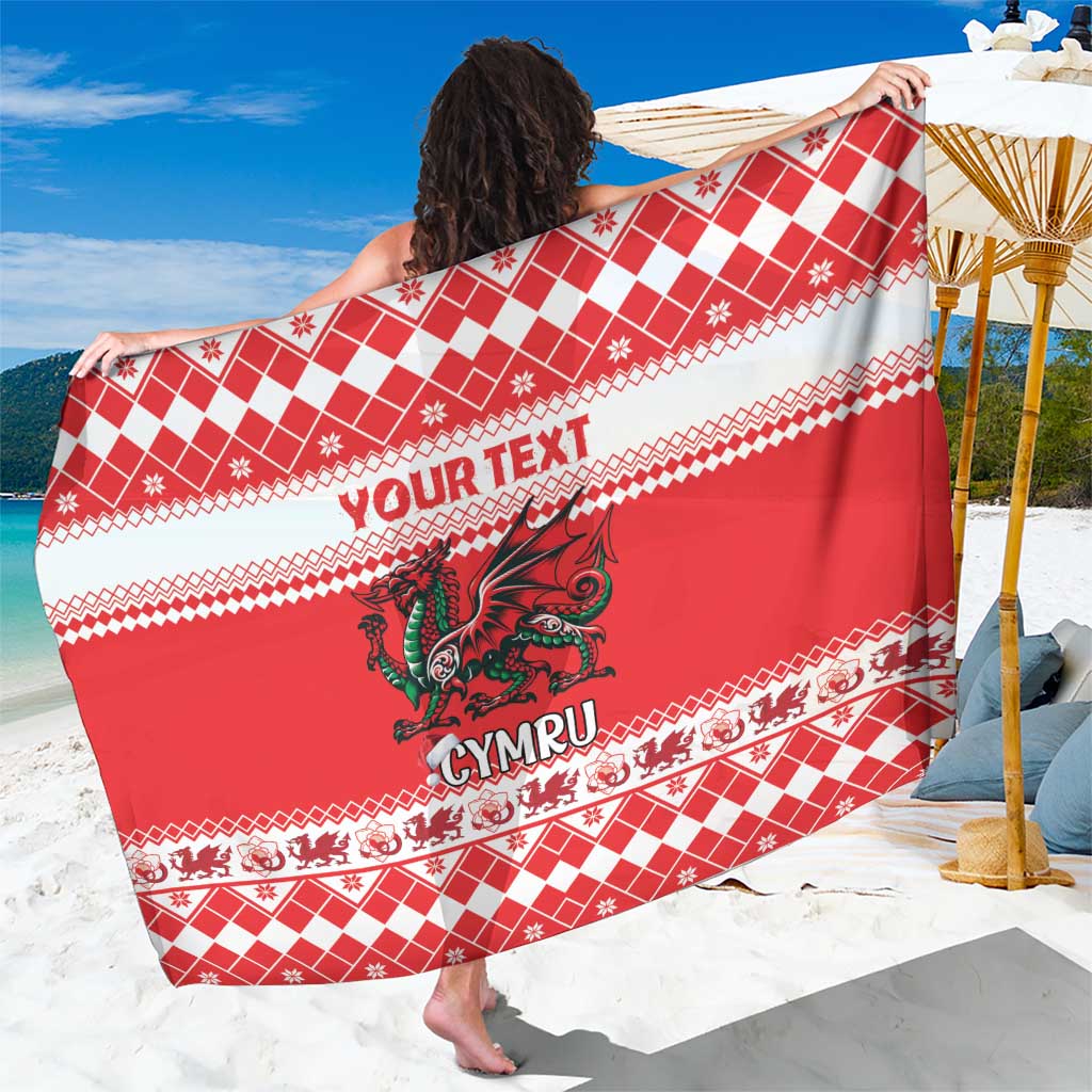 Personalized Wales Christmas Dragon Sarong Nadolig Llawen Red Version - Wonder Print Shop