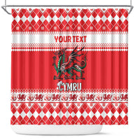 Personalized Wales Christmas Dragon Shower Curtain Nadolig Llawen Red Version - Wonder Print Shop