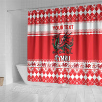 Personalized Wales Christmas Dragon Shower Curtain Nadolig Llawen Red Version - Wonder Print Shop
