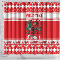 Personalized Wales Christmas Dragon Shower Curtain Nadolig Llawen Red Version - Wonder Print Shop