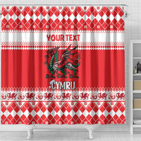 Personalized Wales Christmas Dragon Shower Curtain Nadolig Llawen Red Version - Wonder Print Shop
