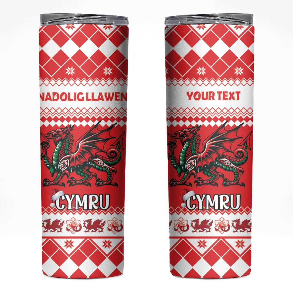 Personalized Wales Christmas Dragon Skinny Tumbler Nadolig Llawen Red Version - Wonder Print Shop
