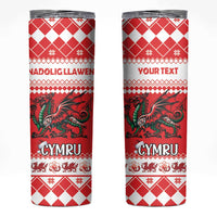 Personalized Wales Christmas Dragon Skinny Tumbler Nadolig Llawen Red Version - Wonder Print Shop
