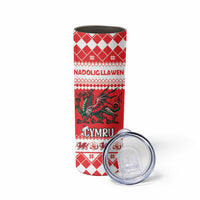 Personalized Wales Christmas Dragon Skinny Tumbler Nadolig Llawen Red Version - Wonder Print Shop