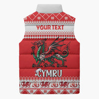 Personalized Wales Christmas Dragon Sleeveless Puffer Jacket Nadolig Llawen Red Version - Wonder Print Shop