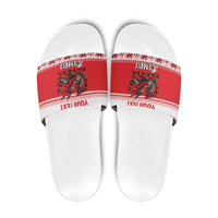 Personalized Wales Christmas Dragon Slide Sandals Nadolig Llawen Red Version - Wonder Print Shop