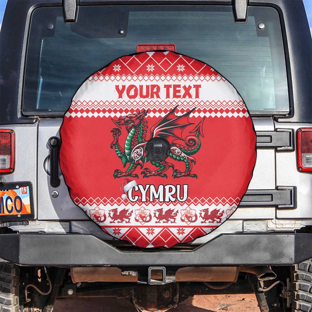 Personalized Wales Christmas Dragon Spare Tire Cover Nadolig Llawen Red Version - Wonder Print Shop