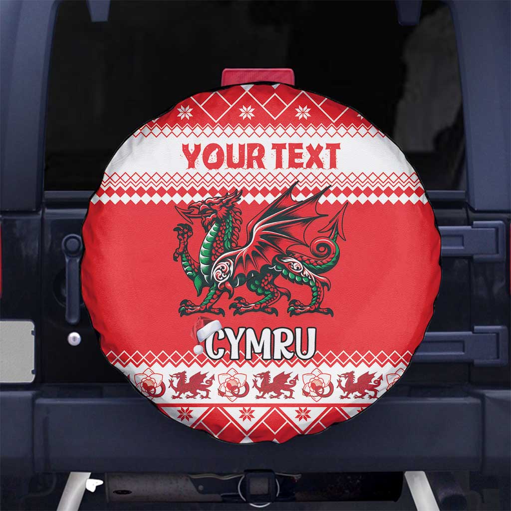 Personalized Wales Christmas Dragon Spare Tire Cover Nadolig Llawen Red Version - Wonder Print Shop