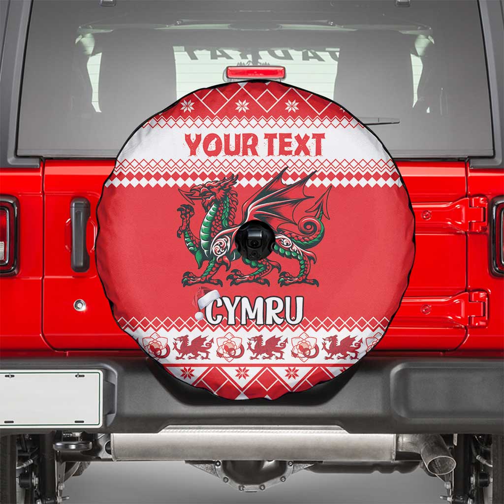 Personalized Wales Christmas Dragon Spare Tire Cover Nadolig Llawen Red Version - Wonder Print Shop