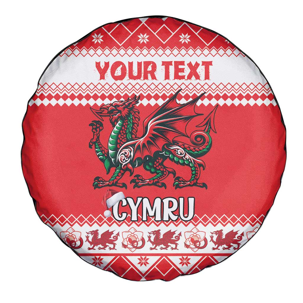 Personalized Wales Christmas Dragon Spare Tire Cover Nadolig Llawen Red Version - Wonder Print Shop