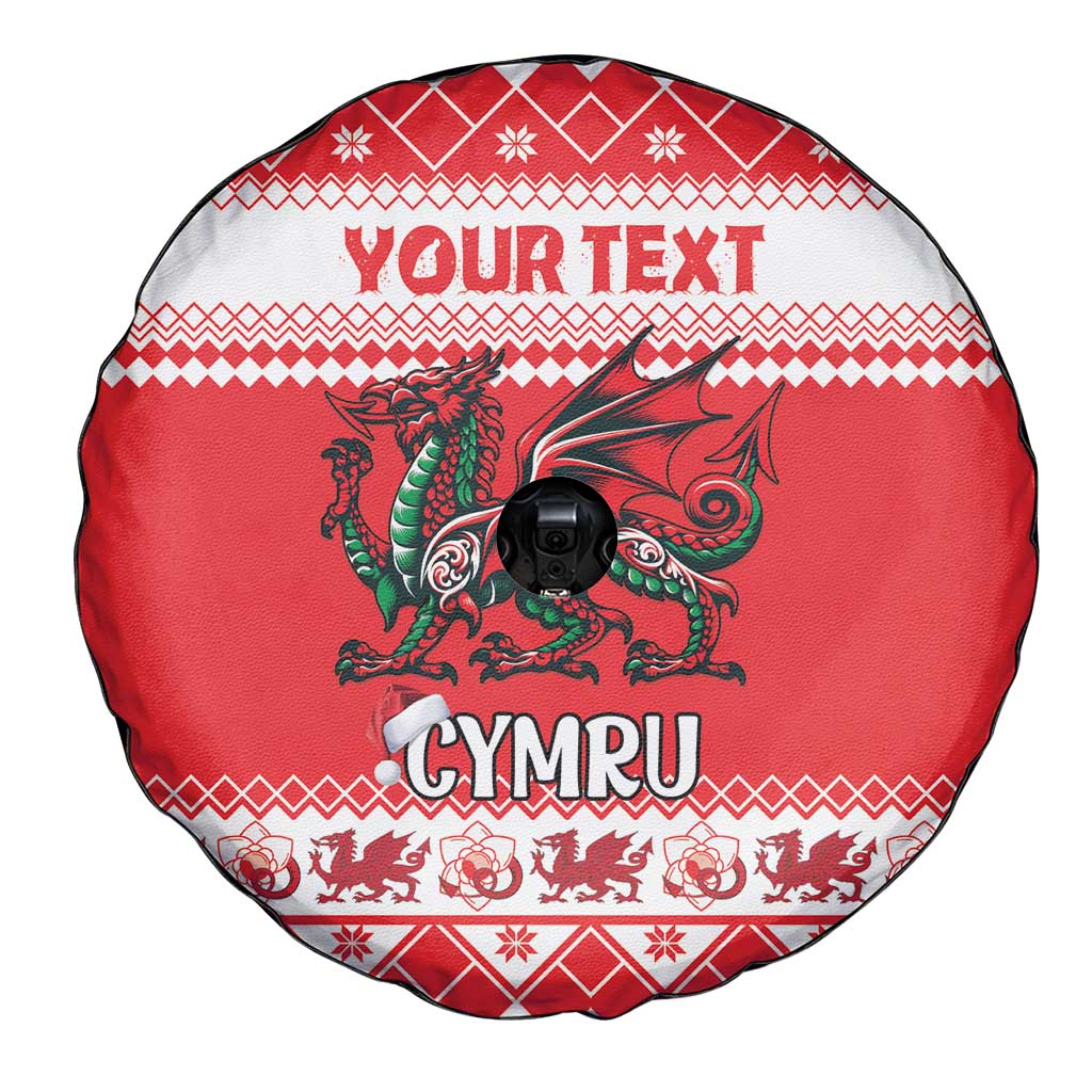 Personalized Wales Christmas Dragon Spare Tire Cover Nadolig Llawen Red Version - Wonder Print Shop
