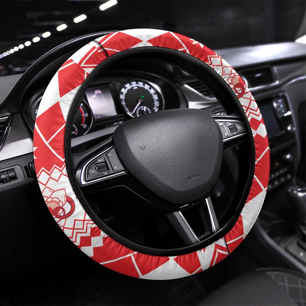 Wales Christmas Dragon Steering Wheel Cover Nadolig Llawen Red Version - Wonder Print Shop