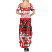 Personalized Wales Christmas Dragon Summer Maxi Dress Nadolig Llawen Red Version - Wonder Print Shop