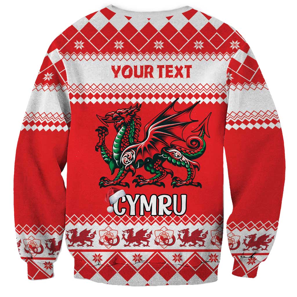 Personalized Wales Christmas Dragon Sweatshirt Nadolig Llawen Red Version - Wonder Print Shop