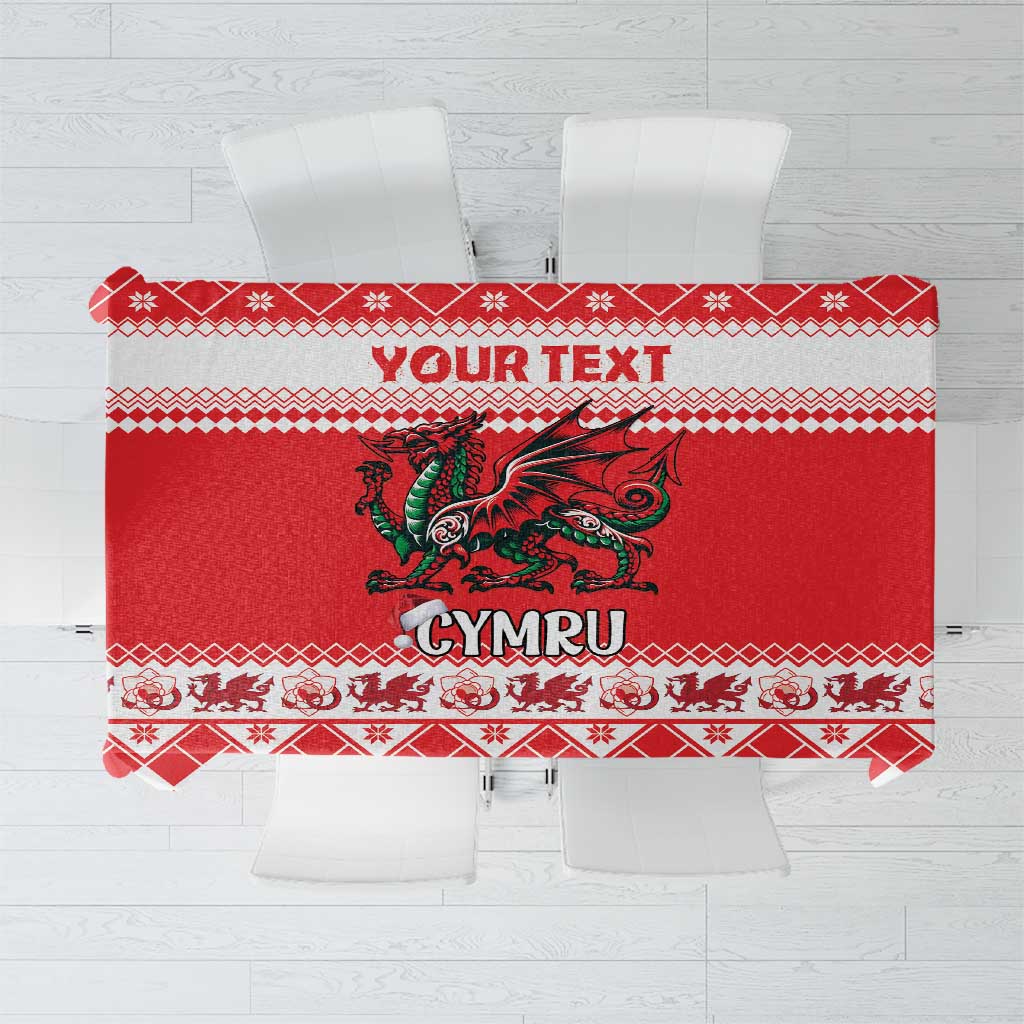 Personalized Wales Christmas Dragon Tablecloth Nadolig Llawen Red Version - Wonder Print Shop