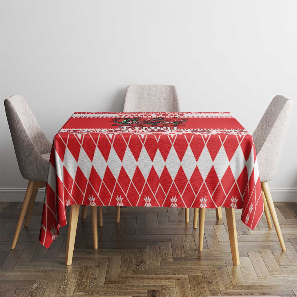 Personalized Wales Christmas Dragon Tablecloth Nadolig Llawen Red Version - Wonder Print Shop
